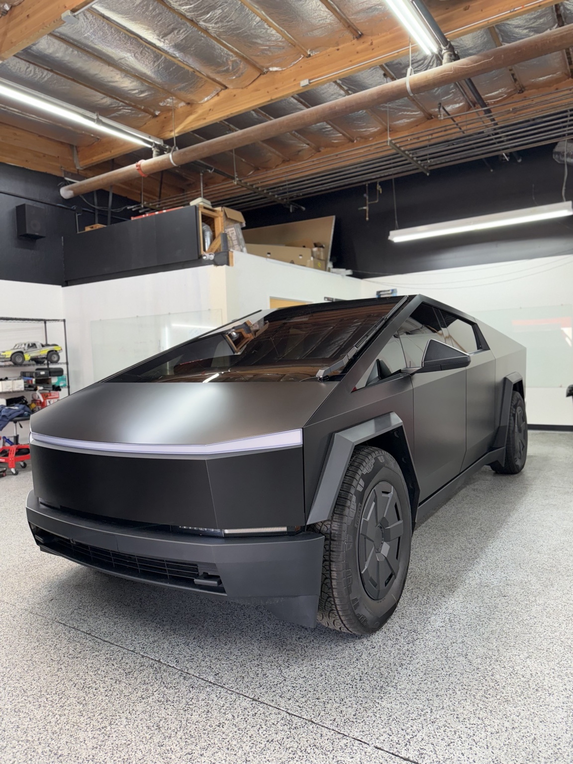 Wrapped Cybertruck in the WrapNV shop